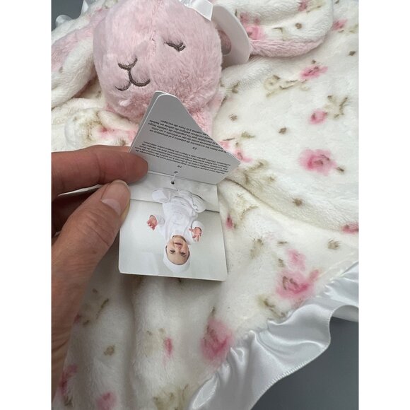 Little Me Baby Snuggle Blanket Pink Lovey Plush Bunny Rattle & Satin Trim - Picture 4 of 9